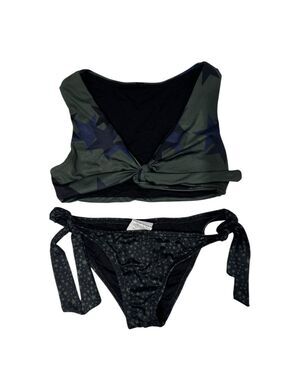 SUBMARINE Black & Green Star Reversible Bikini Set - size 8